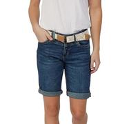 DENIMFY Jeans Shorts Damen mit Gürtel Regular Fit DFLena Kurze Hose Short Sommer Denim Stretch Basic Einfarbig, Größe:XXL, Farben:Dark Blue Denim (D259)