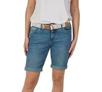 DENIMFY Jeans Shorts Damen mit Gürtel Regular Fit DFLena Kurze Hose Short Sommer Denim Stretch Basic Einfarbig, Größe:L, Farben:Middle Blue Denim (M267)