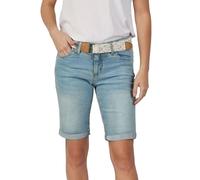 DENIMFY Jeans Shorts Damen mit Gürtel Regular Fit DFLena Kurze Hose Short Sommer Denim Stretch Basic Einfarbig, Größe:M, Farben:Light Blue Denim (L182)