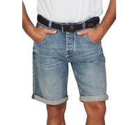 DENIMFY Jeans Shorts Herren Stretch Kurz mit Gürtel Regular Fit DFBo Kurze Hosen Sommer Denim Einfarbig, Größe:38, Farben:Middle Blue Denim (M265)