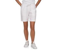 DENIMFY Kurze Hose Damen Regular Fit DFAlessia Leinen Shorts Sommer Taschen Elastische Taille Kordelzug Einfarbig, Größe:M, Farben:White