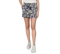 DENIMFY Kurze Hose Damen Sommer leichte Hose mit Gummizug Regular Fit DFLia Weite Bermuda Shorts 100% Viskose, Größe:S, Farben:Flowers Old Navy-Light Sand