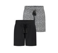 DENIMFY Kurze Hose Damen Sommer leichte Shorts mit Gummizug Regular Fit DFLia 2er Pack Set Weite Bermuda 100% Viskose, Größe:M, Farben:Farbmix 4