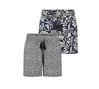 DENIMFY Kurze Hose Damen Sommer leichte Shorts mit Gummizug Regular Fit DFLia 2er Pack Set Weite Bermuda 100% Viskose, Größe:M, Farben:Farbmix 2