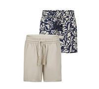DENIMFY Kurze Hose Damen Sommer leichte Shorts mit Gummizug Regular Fit DFLia 2er Pack Set Weite Bermuda 100% Viskose, Größe:XL, Farben:Farbmix 9
