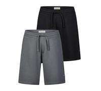 DENIMFY Kurze Hosen Herren DFPablo 2er Pack Regular Fit Sweat Shorts Bermuda Sportshorts Sommer, Größe:3XL, Farbe:Pack 1 (Black & Ash Grey)