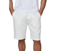 DENIMFY Kurze Hosen Herren Leinen Shorts DFAlessio Regular Fit Kordelzug Elastischer Bund Einfarbig, Größe:XL, Farben:White