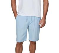 DENIMFY Kurze Hosen Herren Leinen Shorts DFAlessio Regular Fit Kordelzug Elastischer Bund Einfarbig, Größe:S, Farben:Chambray Blue