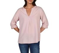 DENIMFY Leinenbluse Damen Sommer leicht Regular Fit DFSara Leinen Bluse 3/4 Arm V-Ausschnitt Blusenshirt Oberteile Einfarbig Rosa M, Größe:M, Farben:Light Greyish Rose