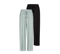 DENIMFY Palazzo Hose Damen Sommer 7/8 Culotte DFBrenda 2er Pack Set Hohe Taille Weites Bein Sommerhose Stoffhose Knöchellang Elastische Taille Taschen Einfarbig, Größe:L, Farbe:Pack 4