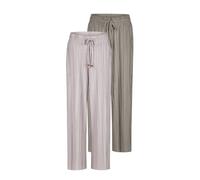 DENIMFY Palazzo Hose Damen Sommer 7/8 Culotte DFBrenda 2er Pack Set Hohe Taille Weites Bein Sommerhose Stoffhose Knöchellang Elastische Taille Taschen Einfarbig, Größe:L, Farbe:Pack 6