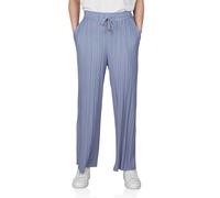 DENIMFY Palazzo Hose Damen Sommer 7/8 Culotte DFBrenda Hohe Taille Weites Bein Sommerhose Stoffhose Knöchellang Elastische Taille Taschen Einfarbig, Größe:L, Farben:Rainy Blue