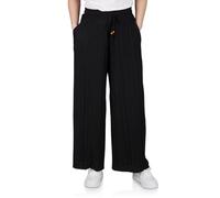 DENIMFY Palazzo Hose Damen Sommer 7/8 Culotte DFBrenda Hohe Taille Weites Bein Sommerhose Stoffhose Knöchellang Elastische Taille Taschen Einfarbig, Größe:M, Farben:Black