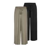 DENIMFY Palazzo Hose Damen Sommer 7/8 Loose Fit DFKate 2er Pack Weites Bein Sommerhose leicht Stoffhose Knöchellang Elastische Taille Einfarbig Muster Viskose, Größe:L, Farben:Farbmix 8