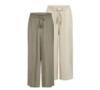 DENIMFY Palazzo Hose Damen Sommer 7/8 Loose Fit DFKate 2er Pack Weites Bein Sommerhose leicht Stoffhose Knöchellang Elastische Taille Einfarbig Muster Viskose, Größe:L, Farben:Farbmix 9