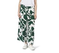 DENIMFY Palazzo Hose Damen Sommer 7/8 Loose Fit DFKate Weites Bein Sommerhose leicht Stoffhose Knöchellang Elastische Taille Grün L, Größe:L, Farben:Racing Green-Offwhite