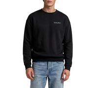 DENIMFY Pullover Herren Oversize Fit mit Druck DFKeno Sweatshirt Rundhalsausschnitt Langarm Einfarbig, Größe:S, Farbe:Black-Black
