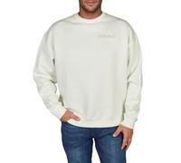 DENIMFY Pullover Herren Oversize Fit mit Druck DFKeno Sweatshirt Rundhalsausschnitt Langarm Einfarbig, Größe:S, Farbe:Offwhite-Ash Beige