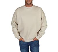 DENIMFY Pullover Herren Oversize Fit mit Druck DFKeno Sweatshirt Rundhalsausschnitt Langarm Einfarbig, Größe:XL, Farbe:Beige-Ash Beige