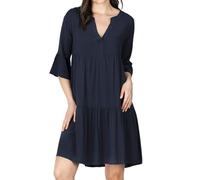 DENIMFY Sommerkleid Damen Knielang A Linie DFFrida 3/4 Ärmel Strandkleid Boho Tunika Kleid Sommer Midikleid Freizeitkleid 100% Viskose, Größe:S/M, Farben:Navy