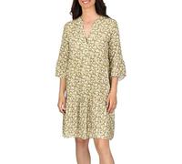 DENIMFY Sommerkleid Damen Knielang A Linie DFFrida 3/4 Ärmel Strandkleid Boho Tunika Kleid Sommer Midikleid Freizeitkleid 100% Viskose, Größe:S/M, Farben:Mille Fleurs Green
