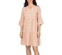 DENIMFY Sommerkleid Damen Knielang A Linie DFFrida 3/4 Ärmel Strandkleid Boho Tunika Kleid Sommer Midikleid Freizeitkleid 100% Viskose, Größe:S/M, Farben:Mille Fleurs White-Rose