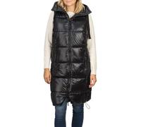 DENIMFY Steppweste Damen lang mit Kapuze Regular Fit DFCaro Weste Knielang Outdoor Reißverschluss Taschen Herbst Winter Beige Schwarz Grün S M L XL XXL