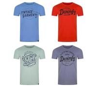 DENIMFY Tshirt Herren Baumwolle Regular Fit DFNuri 4er Pack Set Rundhals Kurzarm Sommer Tee Shirt Logoprint, Größe:M, Farben:Farbmix 2