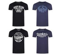 DENIMFY Tshirt Herren Baumwolle Regular Fit DFNuri 4er Pack Set Rundhals Kurzarm Sommer Tee Shirt Logoprint, Größe:XL, Farben:Farbmix 3