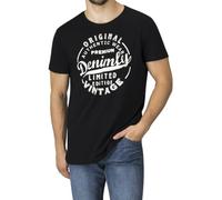 DENIMFY Tshirt Herren Baumwolle Regular Fit DFNuri Rundhals Kurzarm Sommer Tee Shirt Logoprint, Größe:4XL, Farben:Black (KDY)