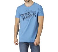 DENIMFY Tshirt Herren Baumwolle Regular Fit DFNuri Rundhals Kurzarm Sommer Tee Shirt Logoprint, Größe:4XL, Farben:Maya Blue (GDY)