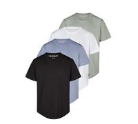 DENIMFY Tshirt Herren lang geschnitten Set 100% Baumwolle Regular Fit DFPaco 4er Pack Basic Rundhals Kurzarm Sommer Tee Shirt, Größe:4XL, Farbe:Pack 4