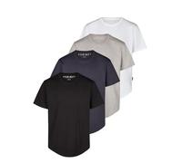 DENIMFY Tshirt Herren lang geschnitten Set 100% Baumwolle Regular Fit DFPaco 4er Pack Basic Rundhals Kurzarm Sommer Tee Shirt, Größe:5XL, Farbe:Pack 3