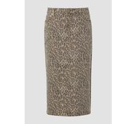 Denimrock in Midilänge mit Leo-Print 42 braun|mehrfarbig 2176730.81Z9.42