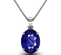 DENMOUS 100 % zertifizierter 6,00 Ratti 5,50 Karat blauer Saphir, Nilam-/Neelam-Stein, versilberter Anhänger, Medaillon, Rashi-Ratan-Edelstein, für Damen und Herren, von Lab-zertifiziert, B0BFD8T41