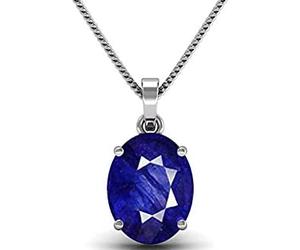 DENMOUS 100 % zertifizierter 6,00 Ratti 5,50 Karat blauer Saphir, Nilam-/Neelam-Stein, versilberter Anhänger, Medaillon, Rashi-Ratan-Edelstein, für Damen und Herren, von Lab-zertifiziert, B0BFD8T41