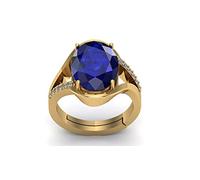 DENMOUS Gemstone Ratna Blue Sapphire Neelam Gemstone Gold Plated Ring For Women And Men (11.25 Ratti To 10.00 Carat) By Lab Certified-B0BRX2JS1