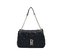 Denny Rose Schultertasche aus gestepptem Kunstleder, DR-Logo aus Metall, Schultergurt, Innenfutter, Reißverschluss, Maße: 25 x 18 x 8 cm, Schwarz , Einheitsgröße