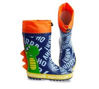 Denokids Jungen-Regenstiefel, Dinosaurier-Stiefel mit 3D-Spikes, bequeme Fell-Jungenstiefel, verstellbares Knöchelseil zur Verhinderung von Wasseraustritt, abwischbar, Marineblau | 28 Nummer