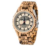 Dentily Damen-Armbanduhr aus natürlichem Holz, handgefertigt, Quarz, Schwarz und Braun 2, Modern