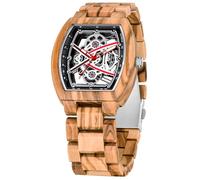 Dentily Elegante Herren-Armbanduhr, 40 mm, hohl, Holzgehäuse, Quarz, analog, Holzuhr für Vater, Ehemann und Freund, Braun