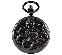 Dentily Handaufzug, hohl, römische Ziffern, mechanische Taschenuhr Uhr, Steampunk, Herrenuhren, Schwarz