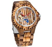 Dentily Herren-Armbanduhr aus Holz, mechanisches Automatik-Uhrwerk, automatisch, selbstaufziehend, Herrenarmbanduhr, Braun2, Mechanische Holzuhr, Holzuhr, Holzuhr