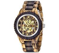 Dentily Herren-Armbanduhr aus Holz, mechanisches Automatik-Uhrwerk, automatisch, selbstaufziehend, Herrenarmbanduhr, Braun, Selbstaufziehend