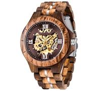 Dentily Herren Luxus Mechanische Holzuhr Skelett Lumious Automatik Selbstaufzug Leichte Holz Armbanduhr