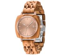 Dentily Natürliche Holz-Damenuhren, handgefertigt, Quarzuhr, Sport, einzigartige Armbanduhr für Damen, Rosé und Gold