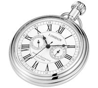 Dentily Vintage Kupfer Zug London Design Handaufzug Mechanische Taschenuhr Herren Uhren, silber, Vintage, PJX008-SILVER