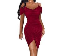 Denxahao Damen Ballkleider Sexy PartykleidAbendkleider Abendkleide Ärmellos Elegante Brautjungfernkleid Mode Einfarbig Wickelkleid V-Ausschnitt Rückenfrei Partykleid