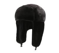 DEPAJA Russische Mütze Frauen Ushanka Winter Warm Faux Fur Bomber Hats Einfarbig Verdicken Earflap Caps Herbst Winter Ear Protect Ski Hat,Schwarz,52-58Cm