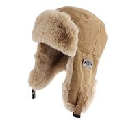 DEPAJA Russische Mütze Pilot Wintermütze Outdoor Russische Mütze Damenmütze Pilot Herren Шапка Ушанка Warm Bomber Trapper Ushanka,Khaki,56-60Cm
